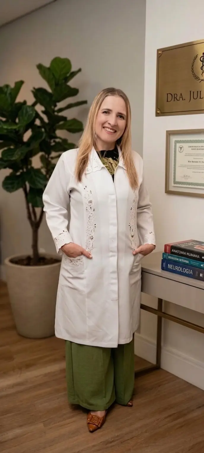 Dra. Juliana Dias em seu consultório de geriatria em Belo Horizonte